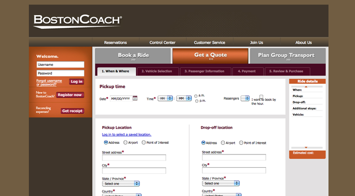 Boston Coach interior page